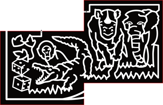 23_CO_CanonCity Dice, Leaf, Monkey, Rhino, Elephant, Crocodile, Grass