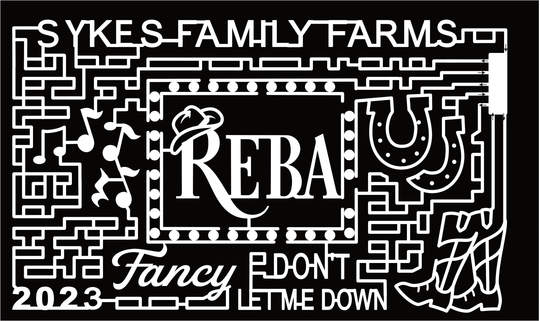 23_FL_Elkton Sykes Family Farms, Reba, 2023, Fancy Don't Let Me Down, Cowboy Hat, Music Notes, Horse shoe, Boots