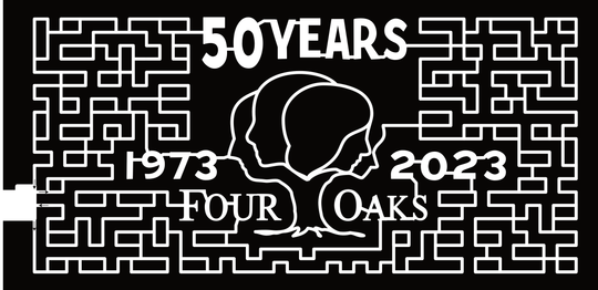 23_IA_Atkins Four Oaks, 50 Years, 1973, 2023, Logo, Tree, Faces