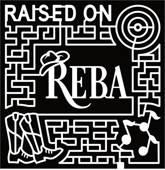 23_IA_LongGrove Raised on Reba, Record, Boots, Music Notes, Cowboy Hat