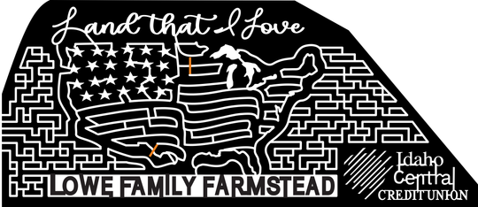 23_ID_Maridian(Kuna) Lowe Family Farmstead, Land that I Love, USA, American Flag, Logo, Idaho Central Credit Union