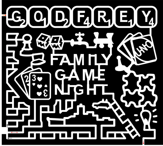 23_IL_Godfrey Family Game Night, Cards, Uno, Dice, Puzzle, Ship, Ladder, Train, Lightbulb, Car, Game Pieces,