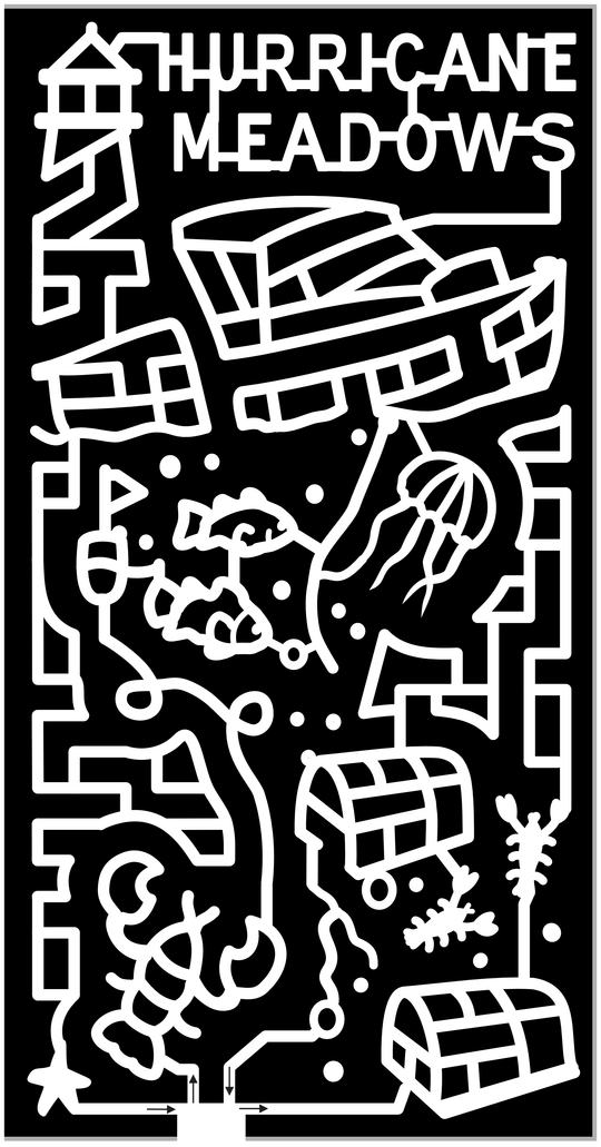 23_ME_Portland Hurricane Meadows, Lighthouse, Boat, Jellyfish, Fish, Lobster, Treasure Chest, Crawdad, Starfish, Buoy, Bubble