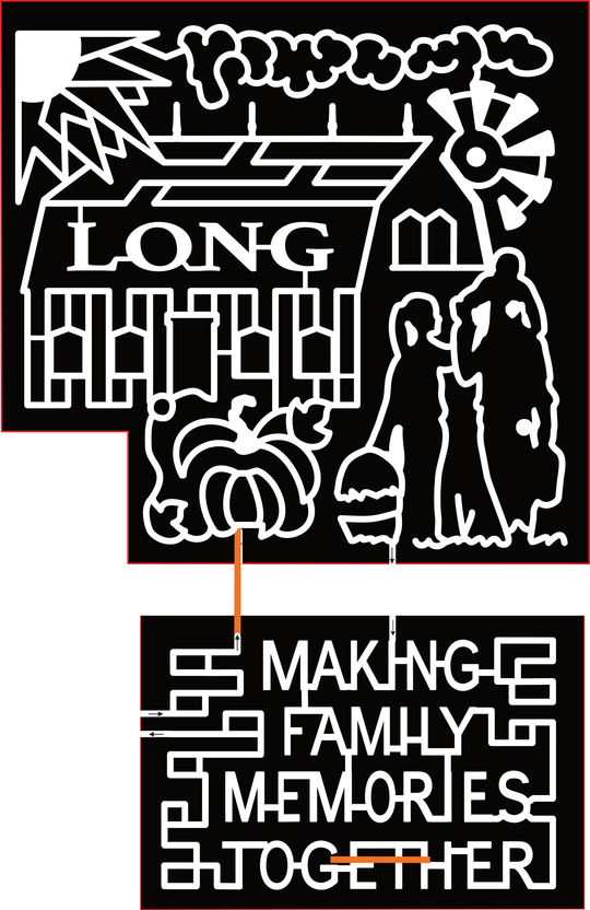 23_MI_Commerce Long, Making Memories Together, Sun, Cloud, Barn, Windmill, Pumpkin, Leaf, Family Silhouette