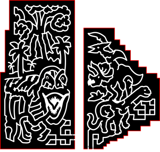 23_MT_Townsend, Volcano, Trees, T-Rex, Pterodactyl, Triceratops, Brachiosaurus, Dinosaurs