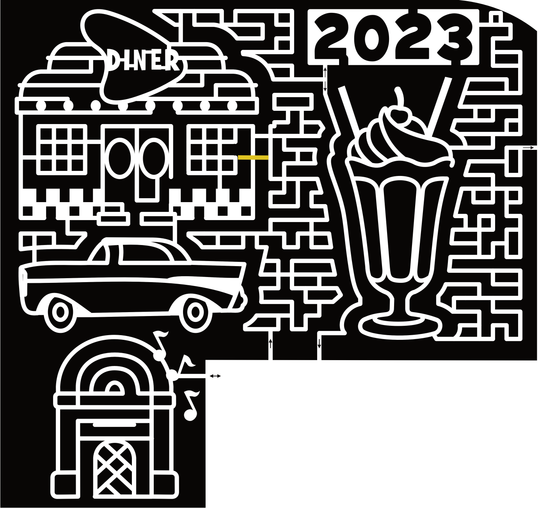 23_NE_Nickerson Diner, Juke box, Ice Cream Sundae, Cadillac, Music Notes, Cherry, Straw