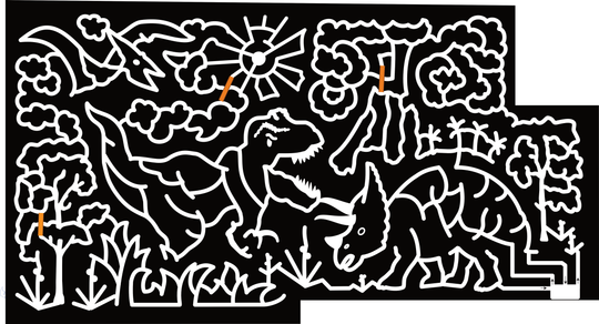 23_NY_NewarkValley Dinosaurs, Pterodactyl, T-Rex, Triceratops, Volcano, Tree, Sun, Cloud