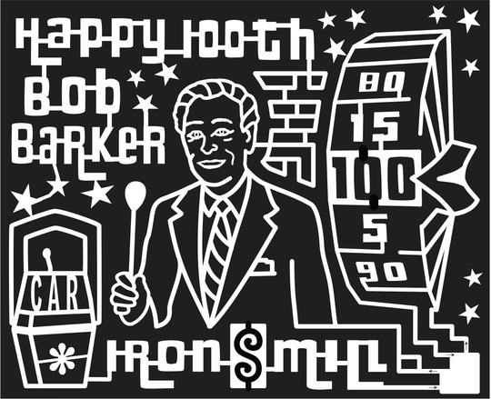 23_PA_New Wilmington Bob Barker, Happy 100th, Iron Mill, Wheel of Fortune, Microphone, Face, $, Star