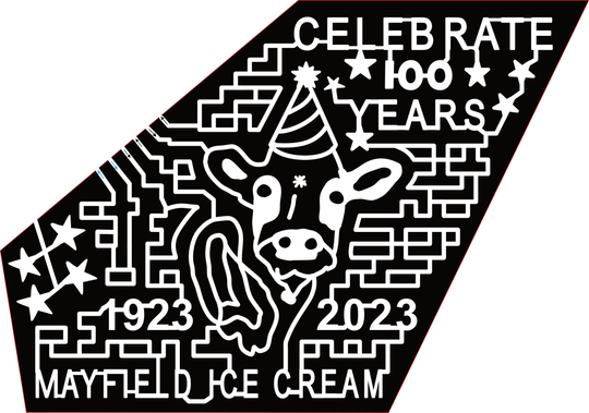 23_TN_Athens Celebrate 100 Years, 2023, 1923, Mayfield Ice Cream, Cow, Party Hat, Star