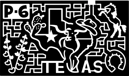 23_TX_Montgomery P-6, Texas, Cowboy Hat, Horse, Star, Cactus, Horseshoe, Flower, Bull