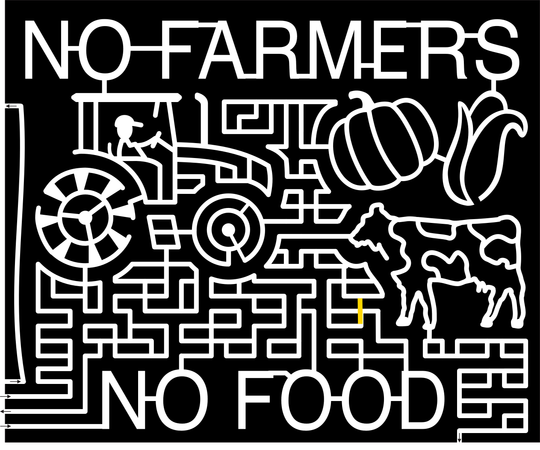 23_TX_Moulton No Farmers No Food, Tractor, Pumpkin, Corn, Cow