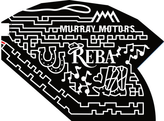 23_UT_Bluebell Reba, Murray Motors, Cowboy Hat, Cowboy Boots, Heart, Music Notes, Horseshoe, Mountain