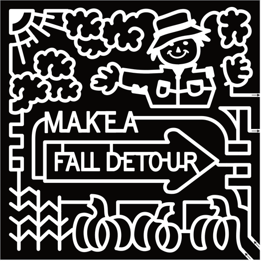 23_WI_Coloma Make a Fall Detour, Scarecrow, Sun, Cloud, Corn, Pumpkin, Arrow