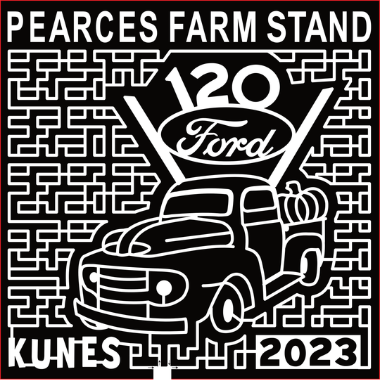 23_WI_Walworth Pearces Farm Stand, Kunes, 2023, 120 Ford, Truck, Logo, Pumpkin