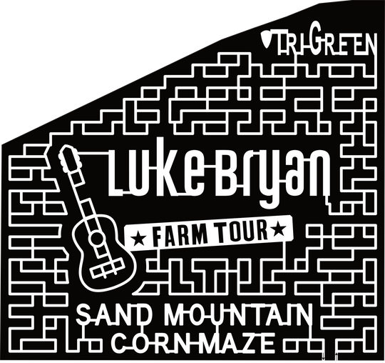 24_AL_Boaz Luke Bryan, Farm Tour, Guitar, Logo, Sand Mountain Corn Maze