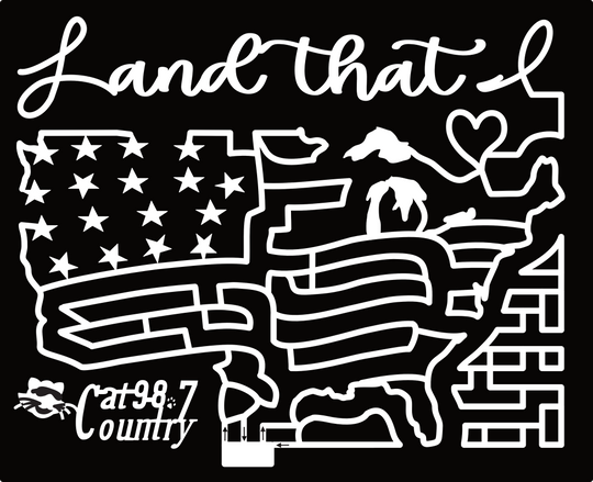24_FL_Milton USA, Map, Cat Country 98.7, Land That I, Heart, Flag