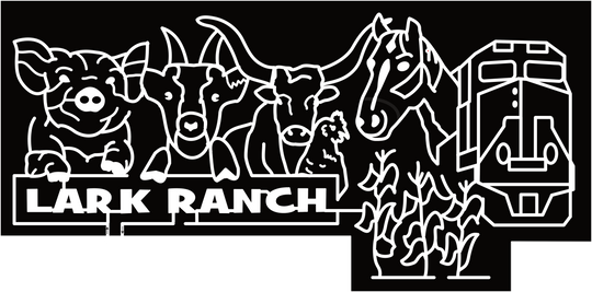 24_IN_Loogootee Lark Ranch, Animals, Pig, Goat, Cow, Bull, Horse, Train, Corn