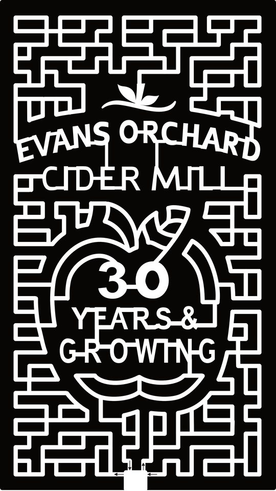 24_KY_Georgetown Evans Orchard, Cider Mill, 30 Years & Growing, Apple, Logo