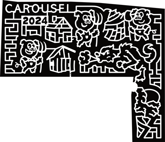 24_PA_Honesdale, Carousel 2024, Pig, Farmer, Wolf, 3 Little Pig