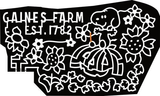 24_VT_Guilford Snoopy, Gaines Farm, Est 1782, Pumpkin, Flower, Leaves