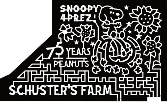24_WI_Deerfield, Snoopy 4 Prez, Peanuts, 75 Years, Schusters Farm, Sunflower, Pumpkin, Leaves, Star