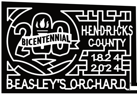24_IN_Danville Hendricks COunty, Beasley's Orchard, 1824, 2024, Bicentennial, 200, Torch, Logo