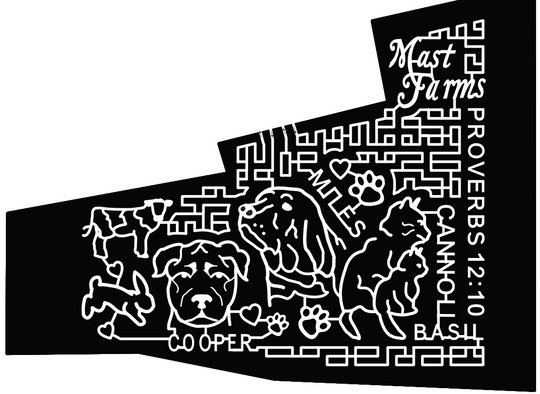 24_PA_Morgantown, Mast Farms, Proverbs 12:10, Cooper, Miles, Cannoli, Basil, Dog, Cat, Bunny, Rabbit, Cow, Paw Print, Heart