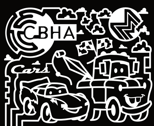 24_WA_Pasco, Cars, CBHA, Tow Mater, Lightning McQueen, Race Flag, Cloud, Logo