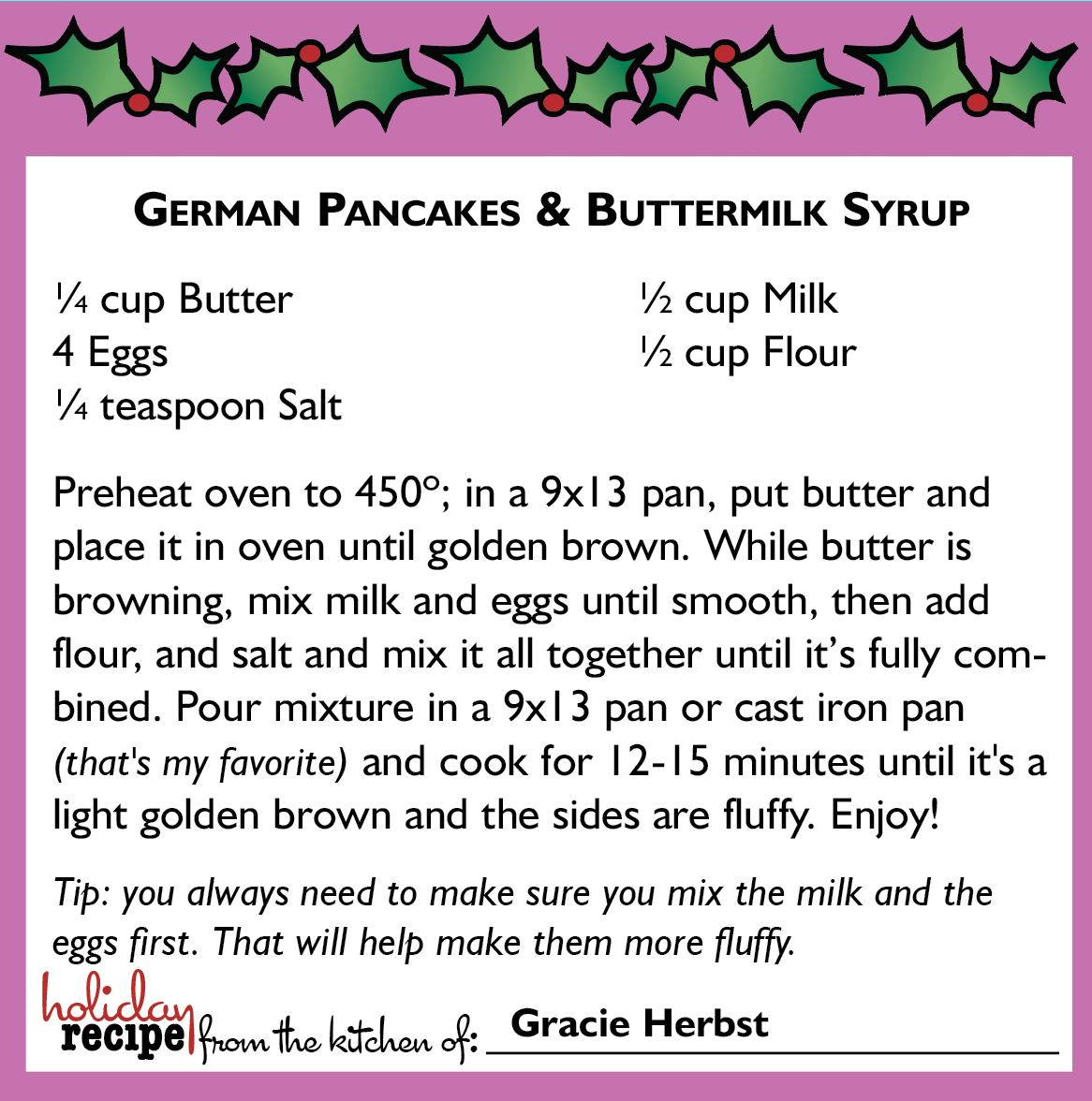 German Pancakes &amp; Buttermilk Syrup