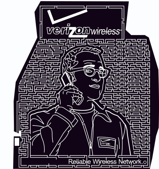 09_NE_Denton Nebraska, Man, logo, verizon wireless, cell, phone, paths, Person, People, sponsor, 2009, face