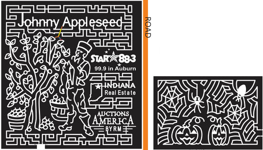 12_IN_Waterloo Indiana, Tree, Apple, branch, bucket, fruit, Basket, spiderweb, Spider, Pumpkin, sponsor, Radio, logo, Halloween, 2012