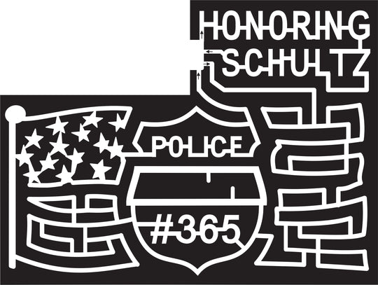 15_IN_Lowell, 2015, Indiana, Lowell, Honoring Schultz, American Flag, Stars and Stripes, Flag Pole, Police, Badge, Patriot, Patriotism, Sacrifice, 365, Honor, star, stars