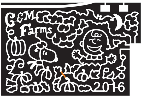 16_CA_Livermore, 2016, California, C&M farms, snoopy, charlie brown, moon, clouds, pumpkin, pumpkins, vine, vines, halloween, peanut, peanuts