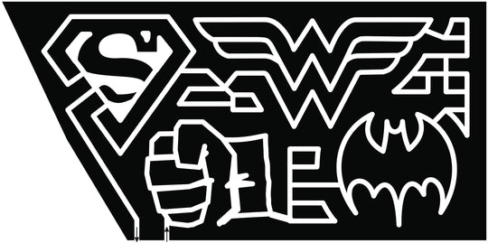 18 NC Mount Ulla superman wonder woman batman logo fist hulk hero heroes