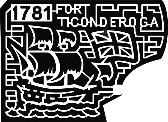 18_NY_Fort Ticonderoga 1781 fort Ticonderoga ship flag water