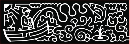 18_VA_Virginia_Beach Fisherman boat fishing pole water sun clouds fish