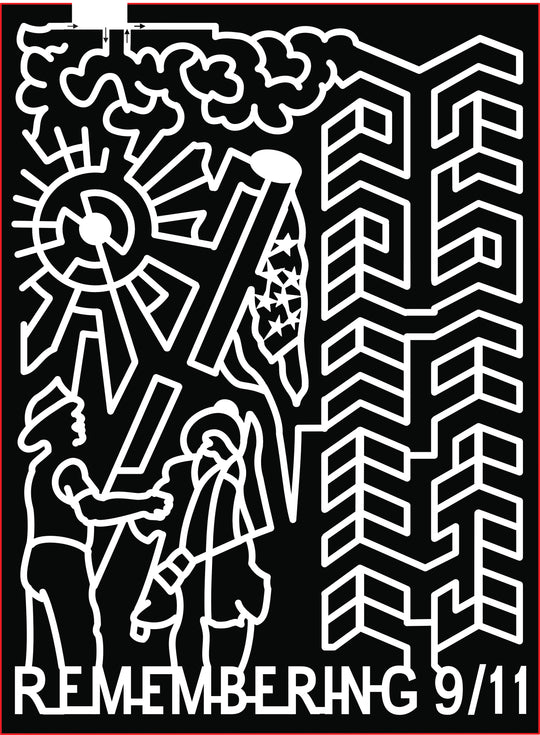 21_MO Hannibal cloud sun firefighter raise flag twin towers 9-11 9/11