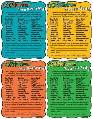 Cornundrum Prize Cards - The MAiZE