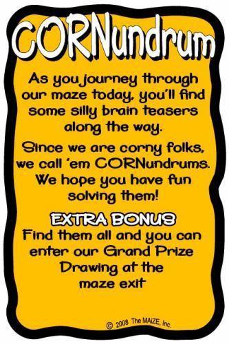 Cornundrum Instruction Sign