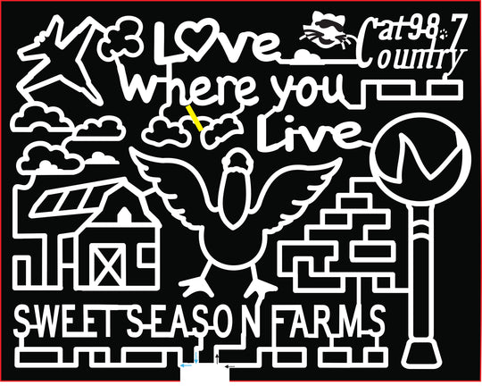 22_FL_Milton Love Where You Live Cat Country 98.7 Logo Jet Clouds Chicken Barn