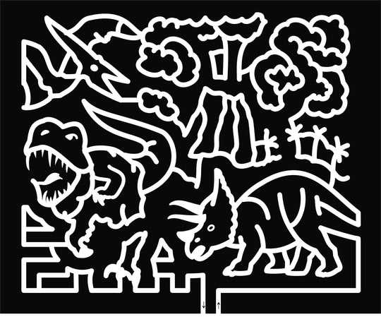 22_IA_Decorah Dinosaur T-Rex Triceratops Pterodactyl Volcano