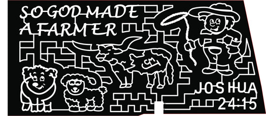 22_LA_Reeves So God Made A Farmer Joshua 24:15 Pig Sheep Cow Longhorn Lasso Cowboy