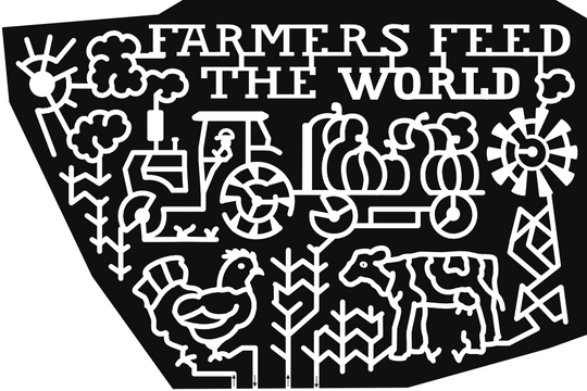 22_VA_Buffalo Junction farm, animals, tractor, wagon, pumpkin, cow chicken, corn, windmill, sun, clouds