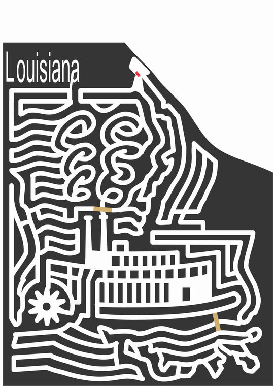 Design | 1999_LA_Louisiana B Louisiana, state, shape, Boat, ferry, river, riverboat