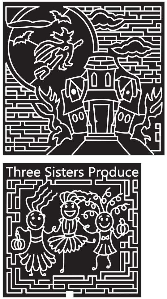 Columbia South Carolina SC 2013 Witch, haunted house, bat, Moon, Cloud, Girl, fun, play, sisters, Halloween, paths, jump.jpg