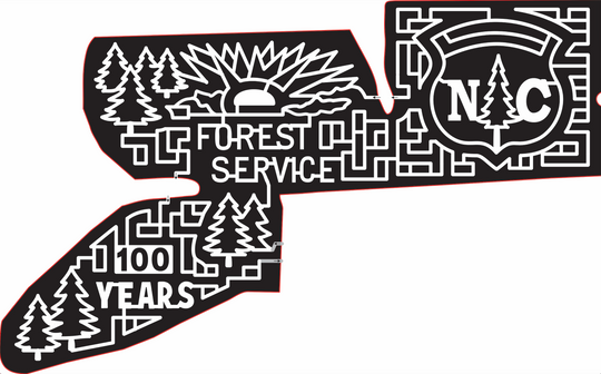 15_NC_Garner 2015, North Carolina, Garner, Tree, Trees, Pine, 100 years, Forest service, Sun, Shield, Logo, Forest, Pine Tree, Badge