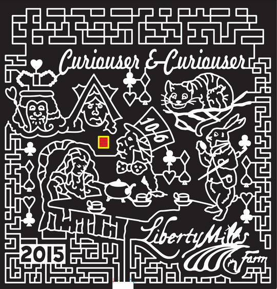 15_VA_Somerset 2015, Virginia, Alice in Wonderland, Curiouser, Liberty Mill Farms, tea pot, cup, mad hatter, king, queen, cheshire cat, diamond, diamonds, heart, clove, spade, rabbit, umbrella, pocket watch, book