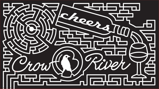 16_MN_Hutchinson, 2016, Minnesota, bird, crow, maze, circle, bottle, glass, wine, drink, cup, cheers