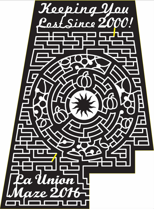 16_NM_La Union, 2016, New Mexico, sun, labyrinth, pumpkin, circle, dots, maze