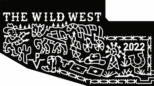 22_NY_Bainbridge west, western, cowboy, horse, wagon, windmill, hat, longhorn, horseshoe, brand, cactus, barbwire, gun